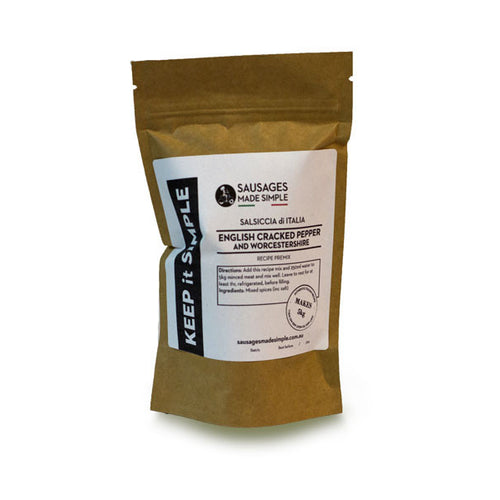 English Cracked Pepper & Worcestershire Spice Premix - Make 5kg or 15kg Fresh Sausages - Sausages Made Simple